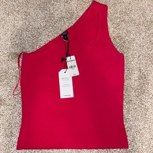 NWT EXPRESS BODY CONTOUR ONE SHOULDER CUTOUT CROPPED SWEATER